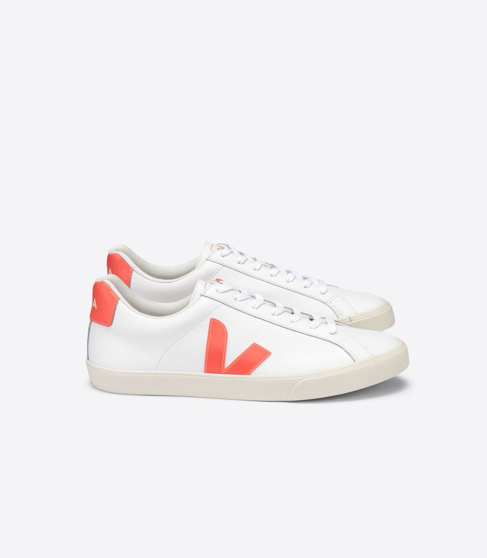 Veja Trainers Mens White/Orange - Esplar Leather - GCZX-70319